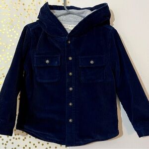 Hope & Henry Navy Organic Cotton Blend Flannel Lined Button Down Corduroy Hoodie